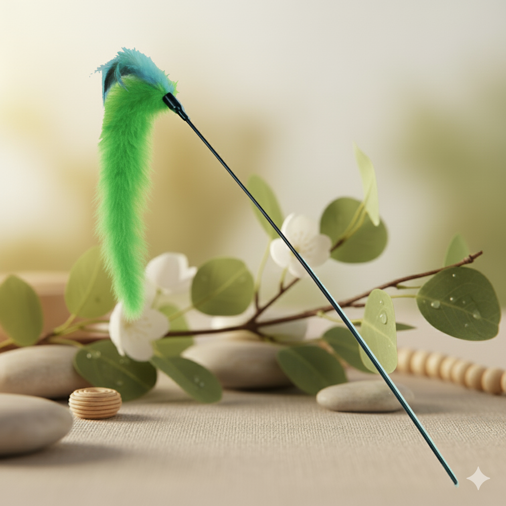 Fouet à  plumes Idealdog pour chat (rose)